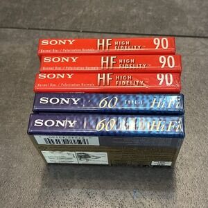 5 Sony HF Normal Bias Hi Fidelity 60 90 Minute Blank Audio Cassette Sealed